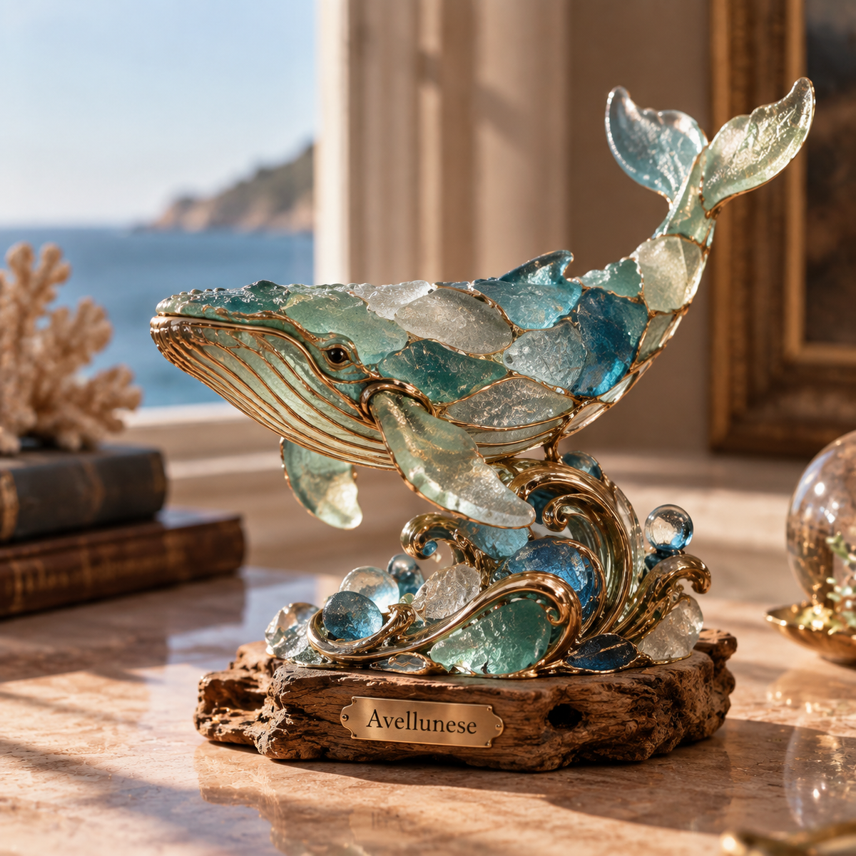 Avellunese™ Azure Crest Dolphin Sculpture
