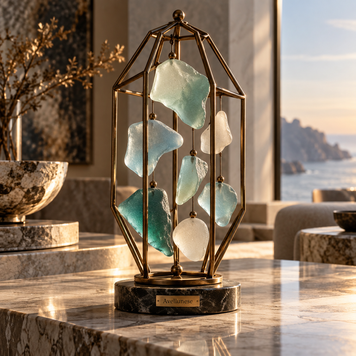 Avellunese™ Harbor Prism Glass Lantern Sculpture