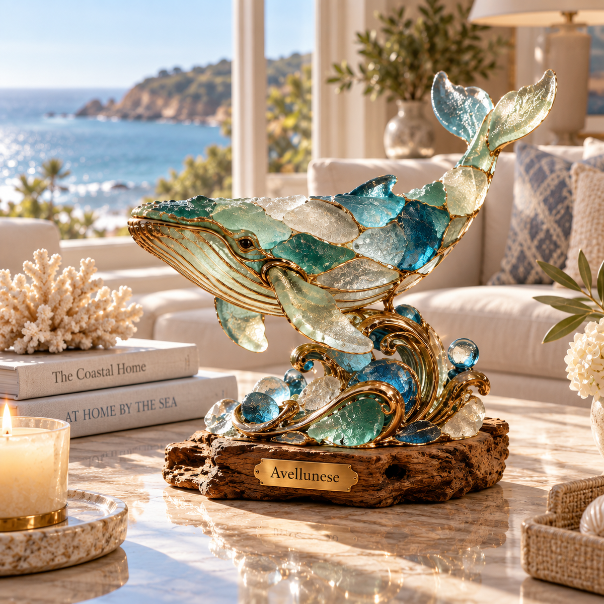 Avellunese™ Azure Crest Dolphin Sculpture