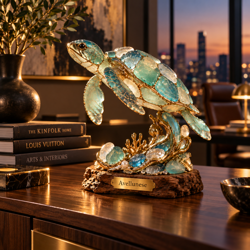 Avellunese™ Azure Voyage Sea Turtle Sculpture