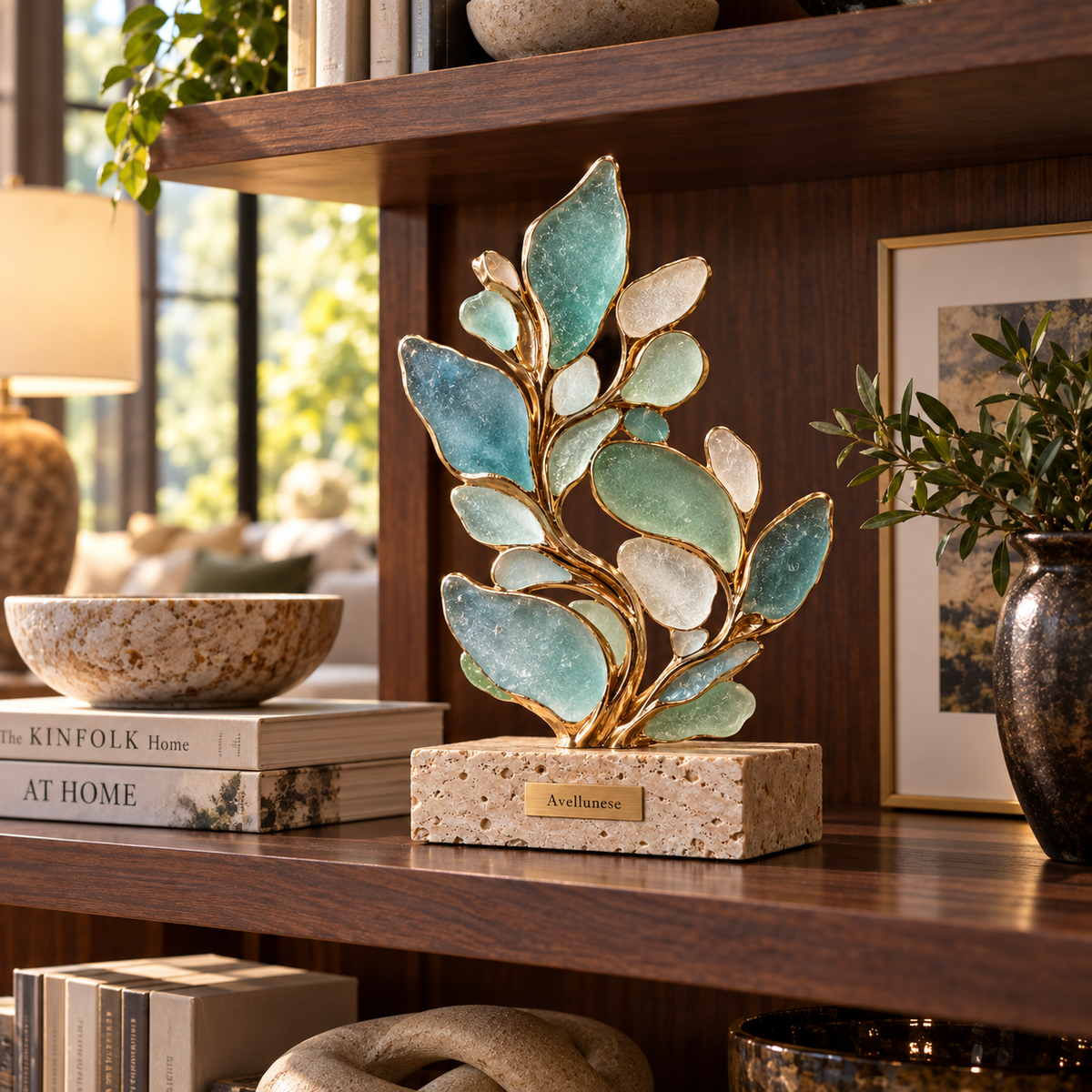 Avellunese™ Coastal Bloom Glass Sculpture