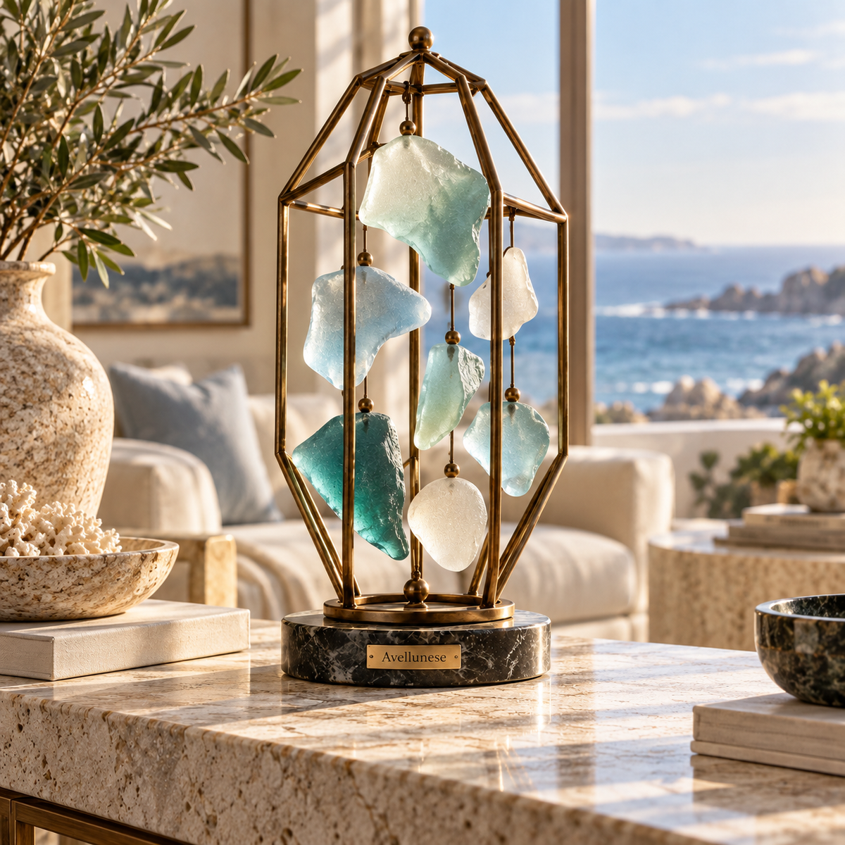Avellunese™ Harbor Prism Glass Lantern Sculpture