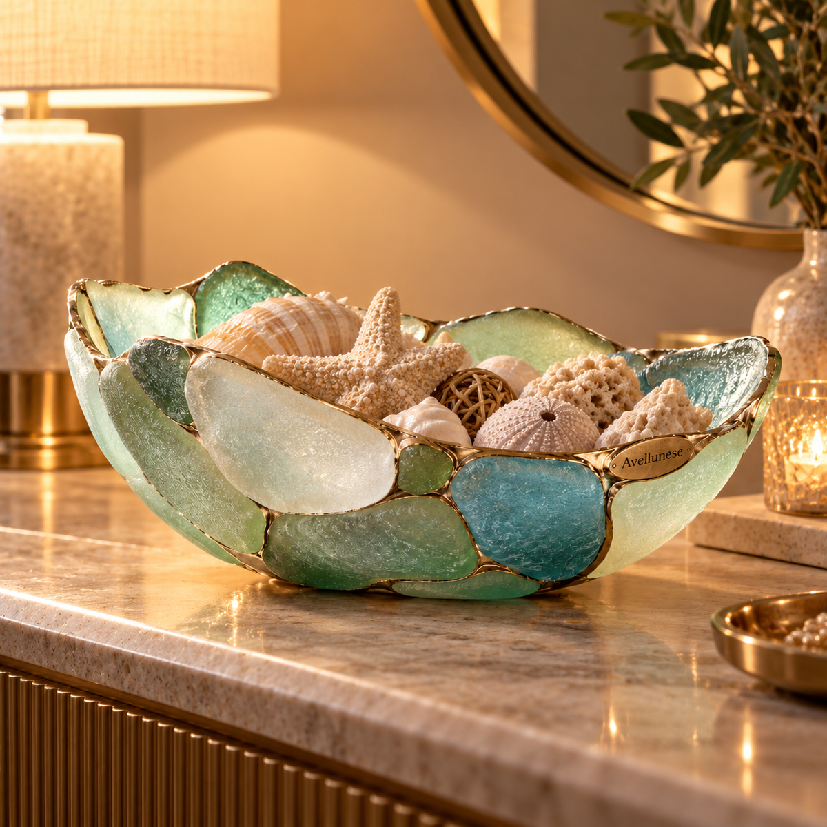Avellunese™ Ocean Bloom Shell Bowl Sculpture